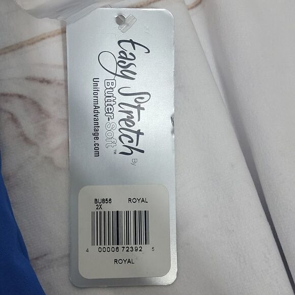 Womens Easy Stretch By Butter Soft Scrub Top Royal Blue Plus Size 2X - Picture 3 of 6